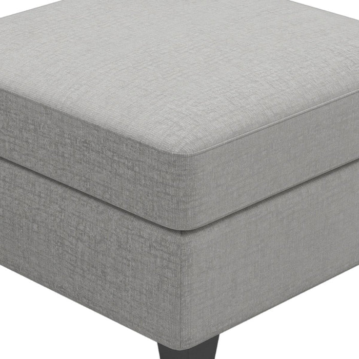 26" Light Gray And Black Chenille Ottoman With Storage