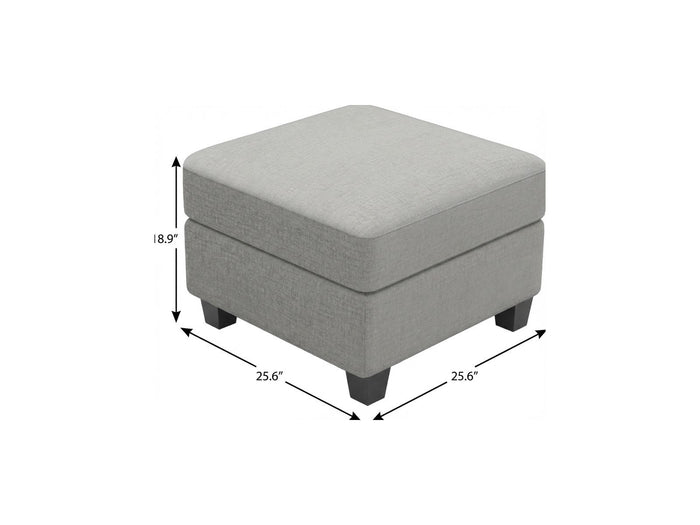 26" Light Gray And Black Chenille Ottoman With Storage