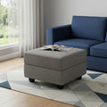 26" Light Gray And Black Polyester Blend Ottoman With Storage