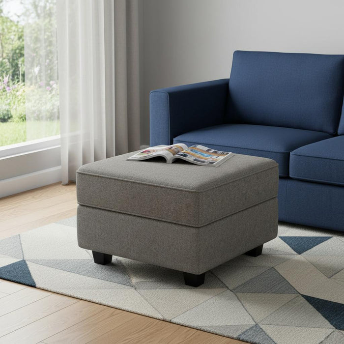 26" Light Gray And Black Polyester Blend Ottoman With Storage