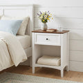 26" White Wood One Drawer Nightstand
