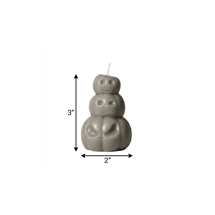 3" Gray Pumpkin And Apple Scented Dimensional Pumpkin Trio Soy Wax Candle