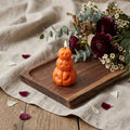 3" Orange Creamy Vanilla Scented Dimensional Pumpkin Trio Soy Wax Candle