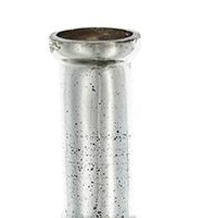 30" Antiqued Silver Floral Glass Bottle Table Vase