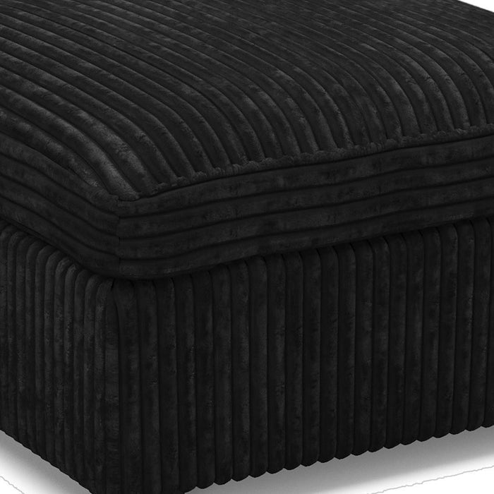30" Black Corduroy Ottoman With Storage