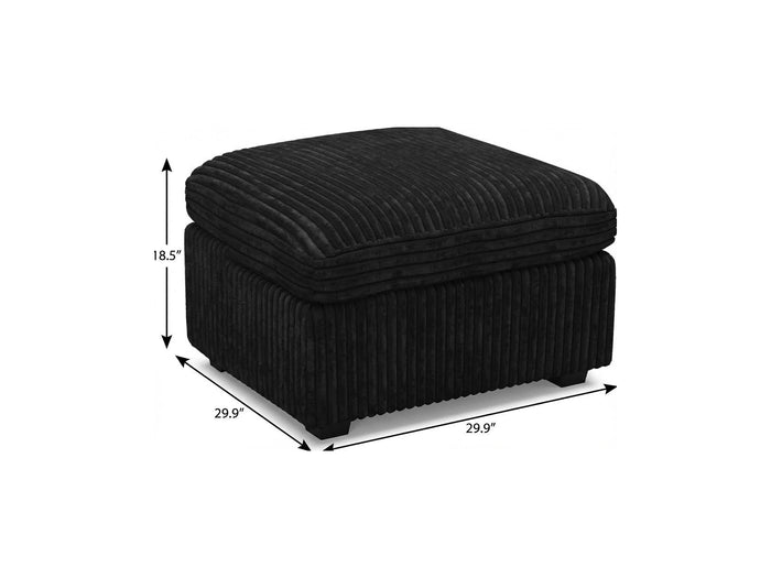 30" Black Corduroy Ottoman With Storage