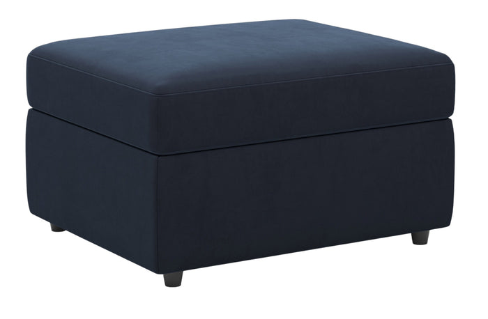 30" Blue And Black Velvet Ottoman With Storage