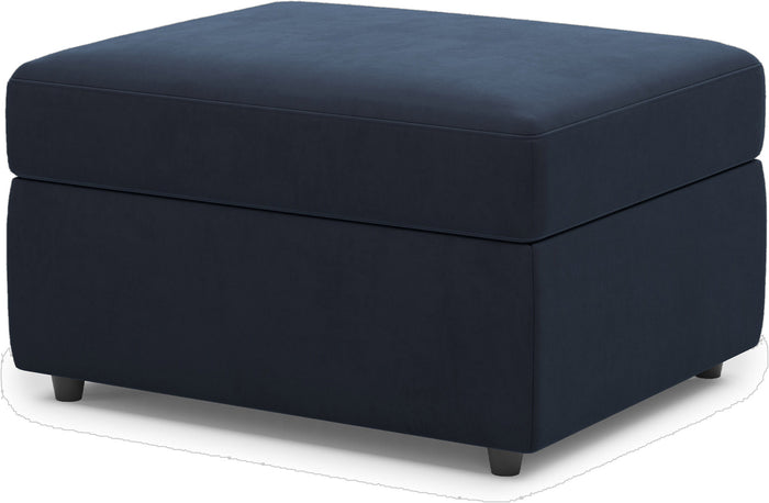 30" Blue And Black Velvet Ottoman With Storage