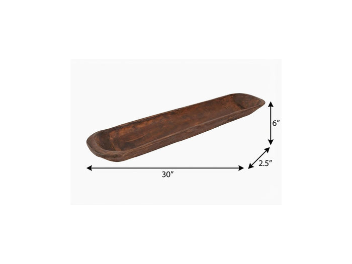 30" Brown Solid Wood Oval Dough Bowl