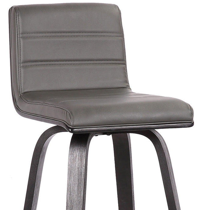 30" Gray And Black Fabric And Iron Low Back Bar Height Swivel Bar Chair