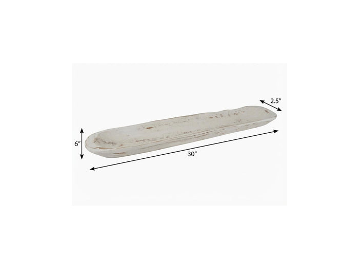 30" White Solid Wood Oval Dough Bowl