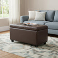 34" Chocolate And Dark Brown Tufted Ottoman With Storage