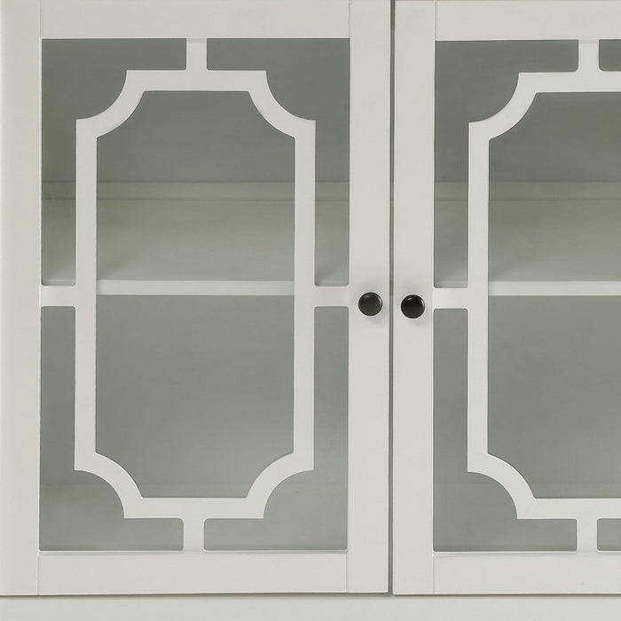 34" White Sideboard with Two Glass Doors