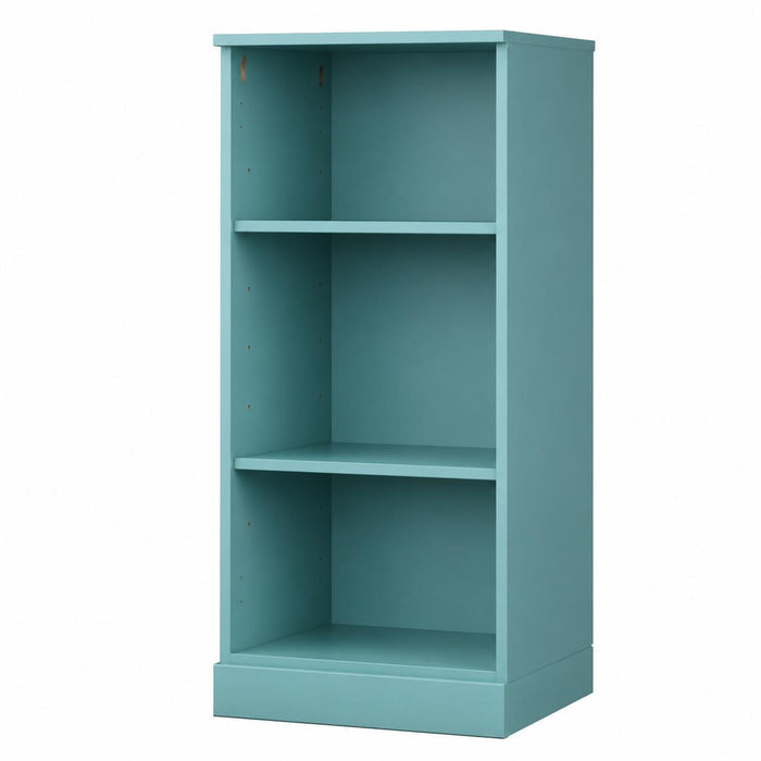 36" Aqua Solid Wood Adjustable Three Tier Library Bookcase