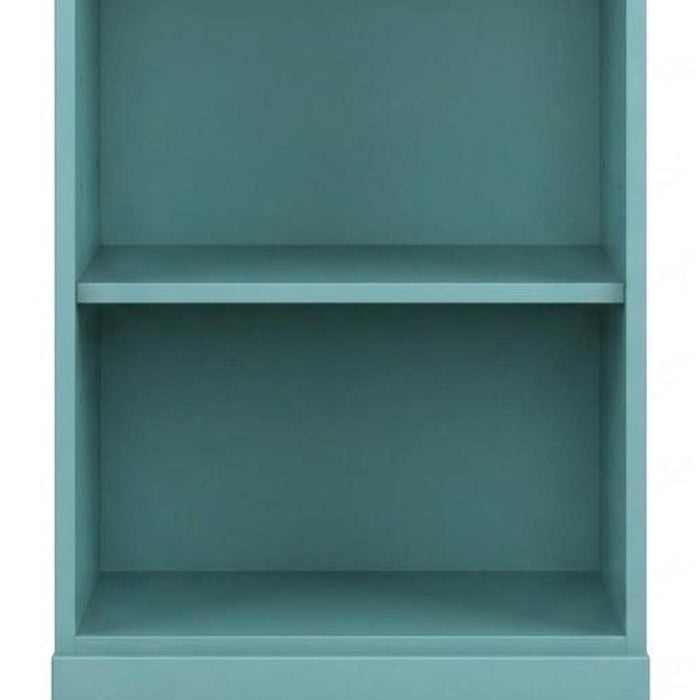 36" Aqua Solid Wood Adjustable Three Tier Library Bookcase