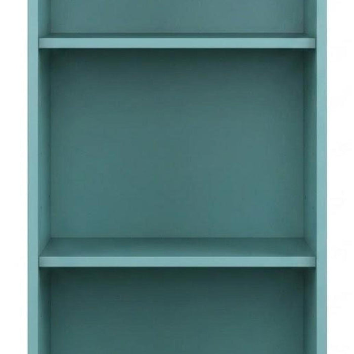 36" Aqua Solid Wood Adjustable Three Tier Library Bookcase