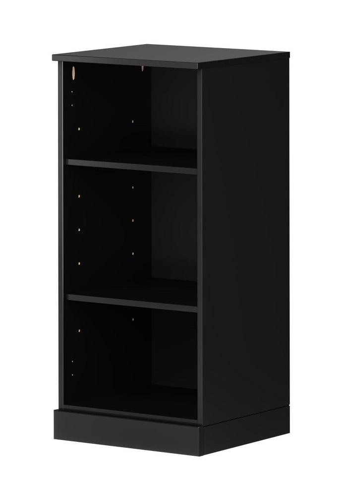 36" Black Solid Wood Adjustable Three Tier Library Bookcase