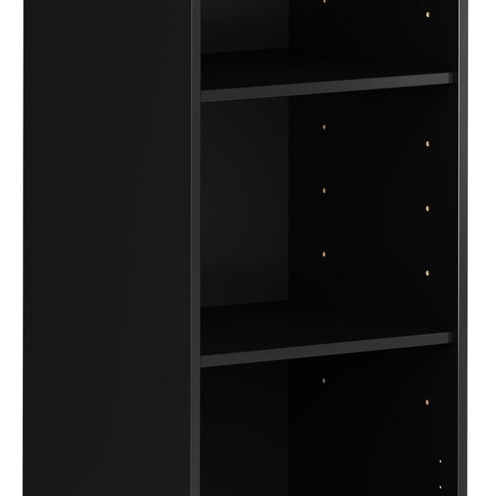 36" Black Solid Wood Adjustable Three Tier Library Bookcase