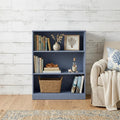 36" French Blue Solid Wood Adjustable Three Tier Library Bookcase