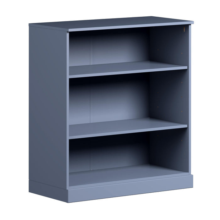 36" French Blue Solid Wood Adjustable Three Tier Library Bookcase