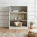 36" Off White Solid Wood Adjustable Three Tier Library Bookcase