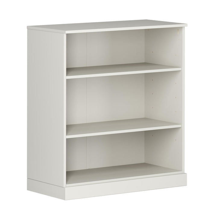 36" Off White Solid Wood Adjustable Three Tier Library Bookcase