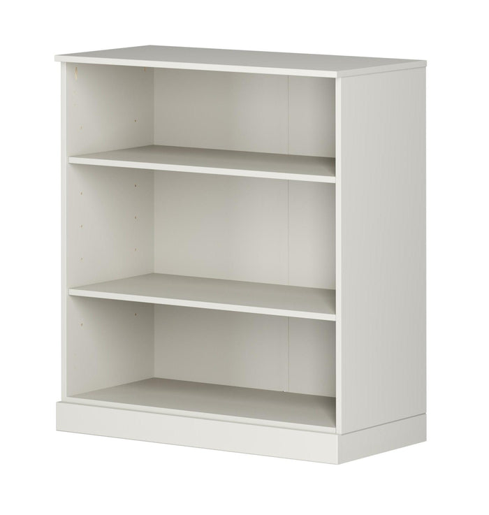 36" Off White Solid Wood Adjustable Three Tier Library Bookcase