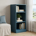 36" Teal Blue Solid Wood Adjustable Three Tier Library Bookcase