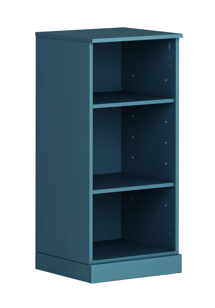 36" Teal Blue Solid Wood Adjustable Three Tier Library Bookcase