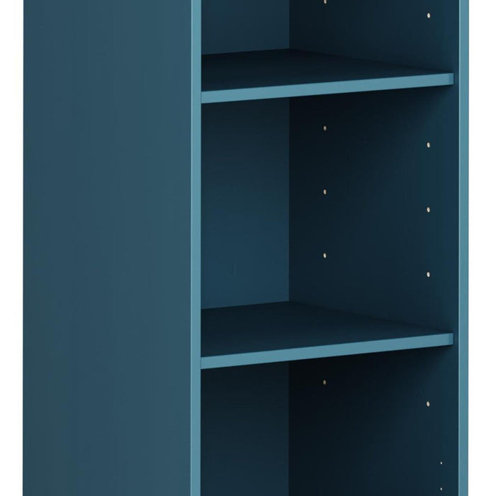36" Teal Blue Solid Wood Adjustable Three Tier Library Bookcase