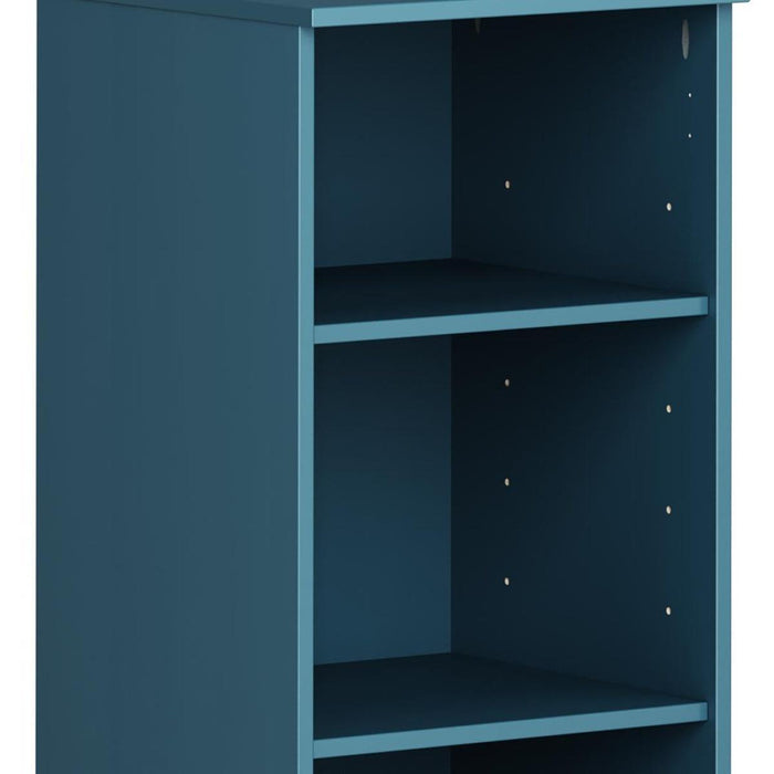 36" Teal Blue Solid Wood Adjustable Three Tier Library Bookcase
