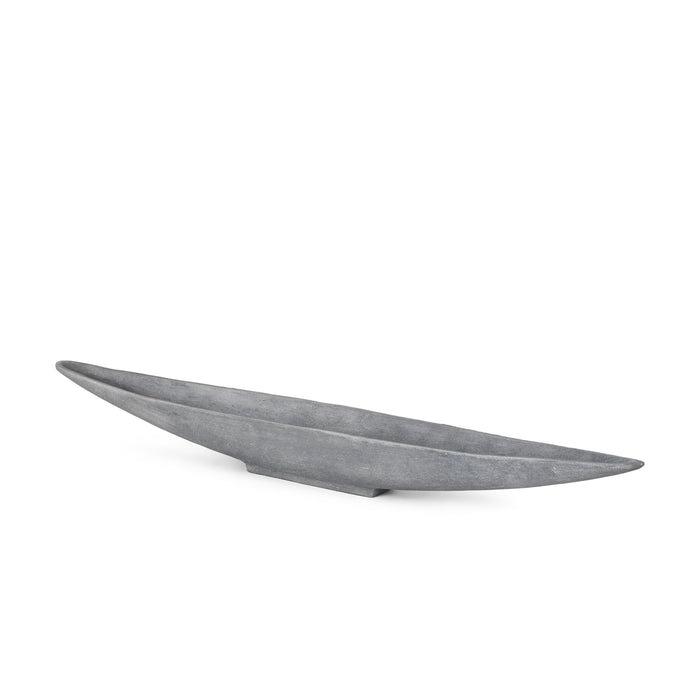 39" Gray Cast Aluminum Oval Long Boat Centerpiece Bowl
