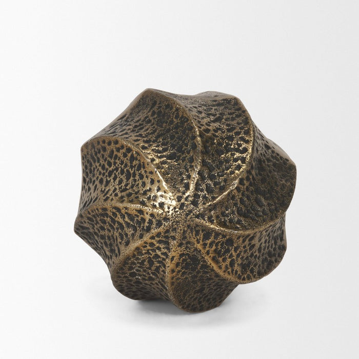 4" Antiqued Gold Metal Sphere Tabletop Sculpture