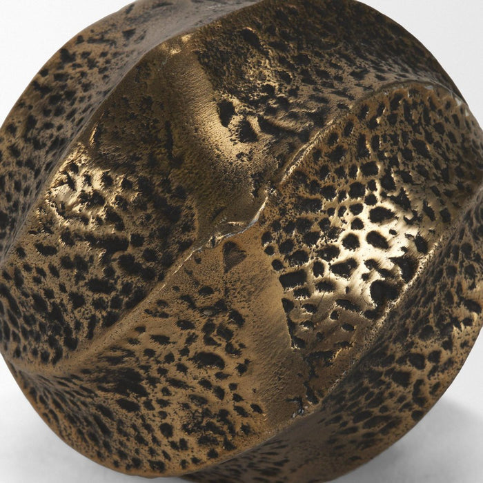 4" Antiqued Gold Metal Sphere Tabletop Sculpture