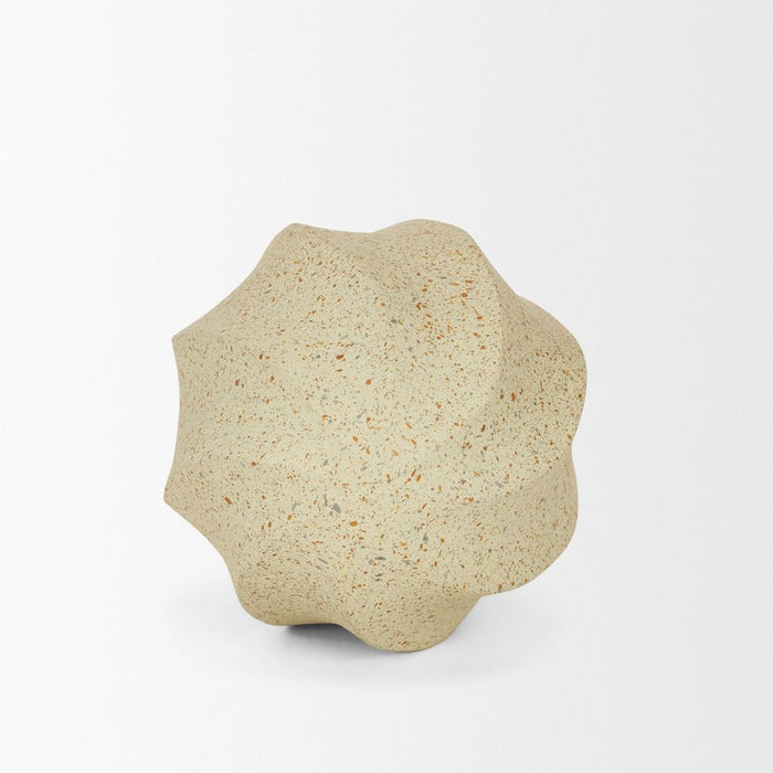 4" Beige Metal Sphere Tabletop Sculpture