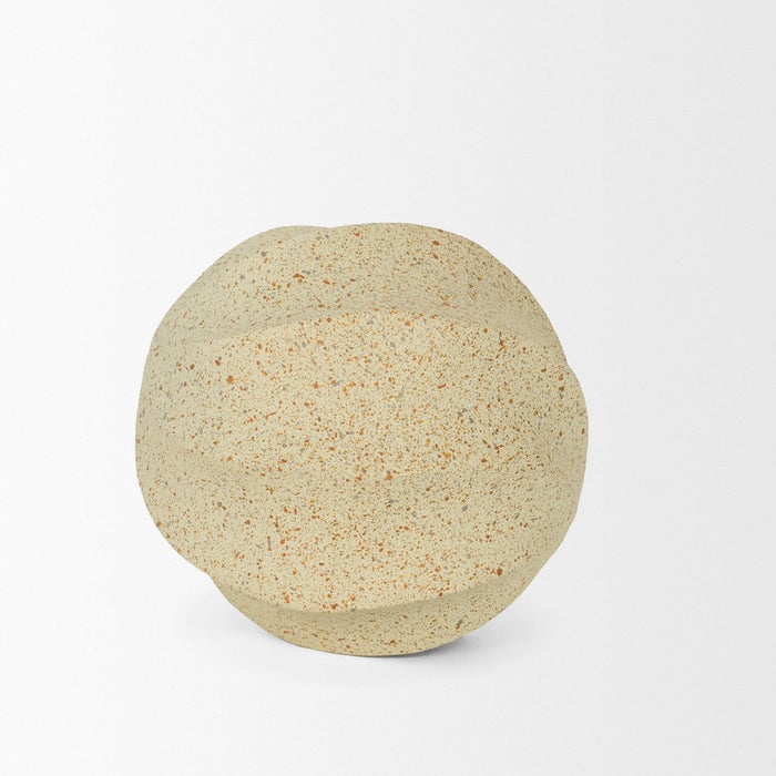 4" Beige Metal Sphere Tabletop Sculpture