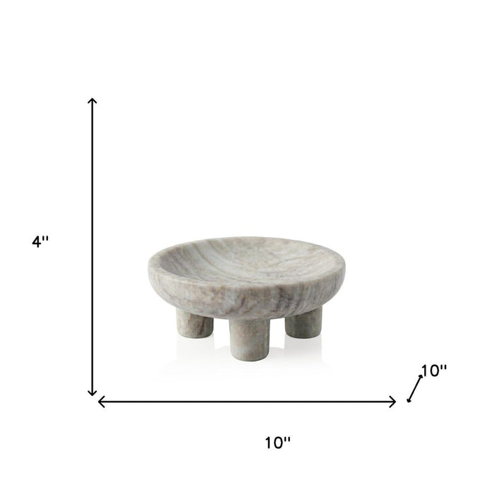 4" Gray Marble Decorative Bowl