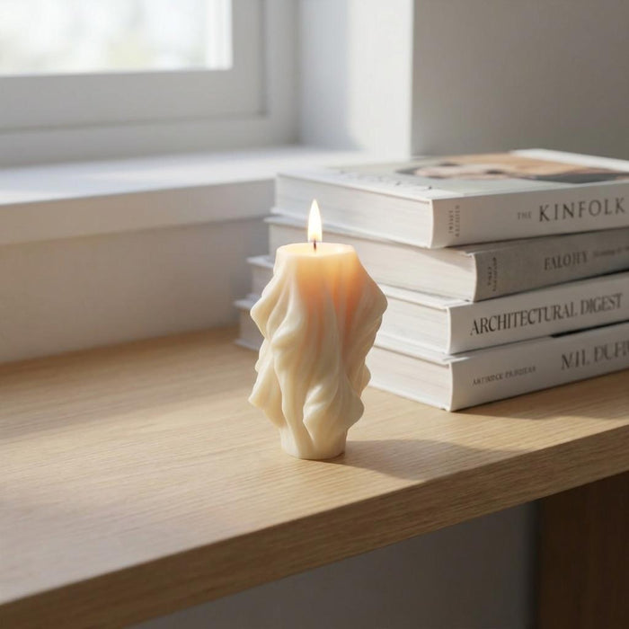 4" White Lavender And Sage Scented Dimensional Twist Candle