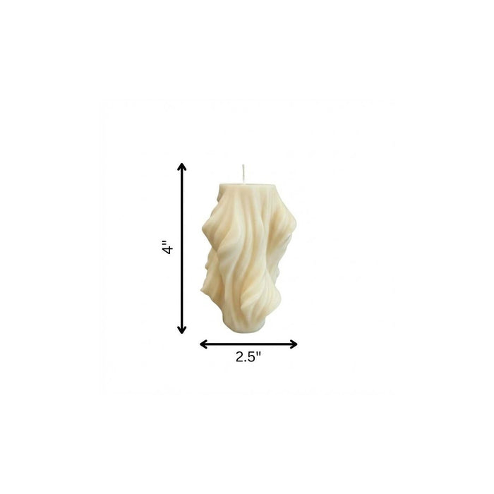 4" White Orchid And Sea Salt Scented Dimensional Twist Candle