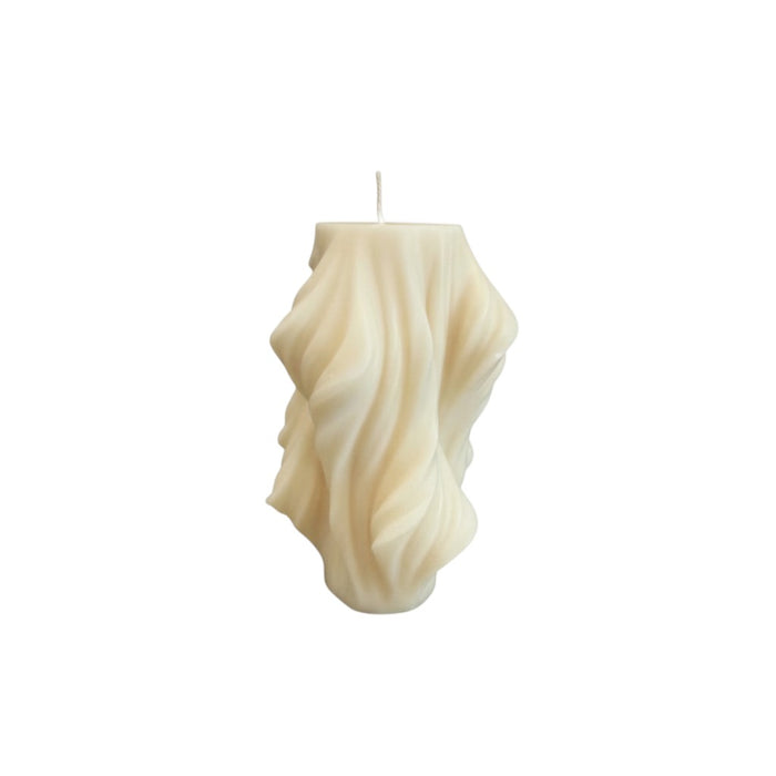 4" White Sandalwood Scented Dimensional Twist Candle