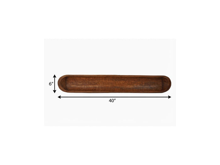 40" Brown Solid Wood Oval Dough Bowl