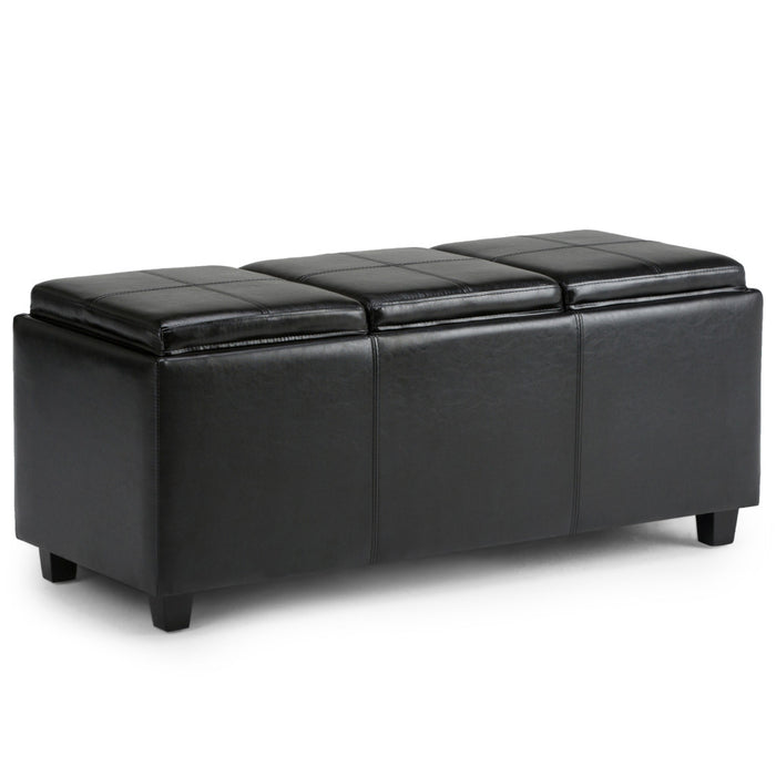 42" Black And Dark Brown Ottoman With Storage