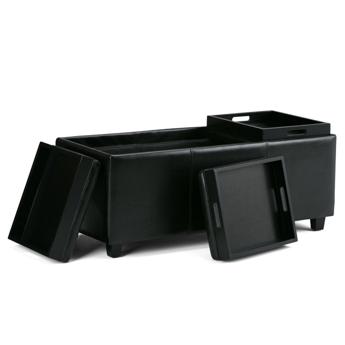 42" Black And Dark Brown Ottoman With Storage