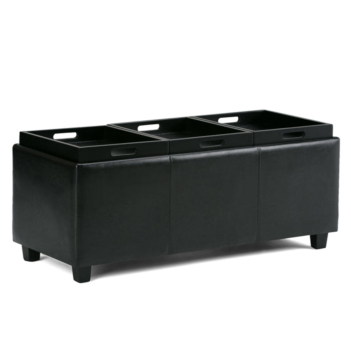 42" Black And Dark Brown Ottoman With Storage