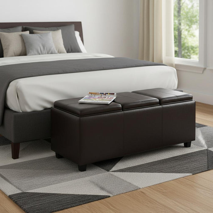 42" Brown And Dark Brown Ottoman With Storage