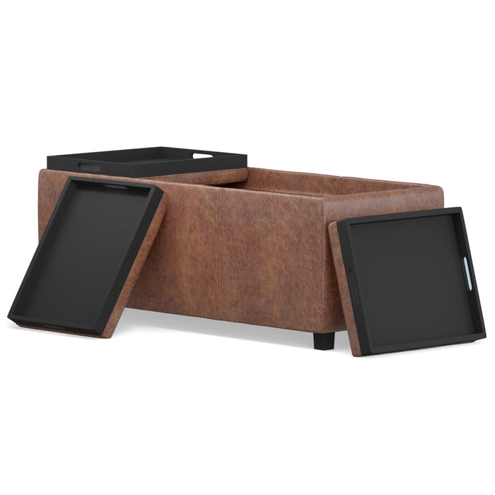 42" Brown And Dark Brown Ottoman With Storage
