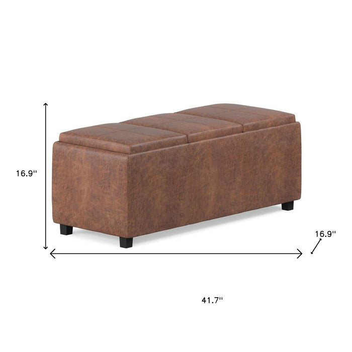 42" Brown And Dark Brown Ottoman With Storage