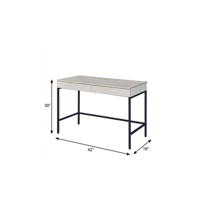 42" Natural and Black Writing Desk With Two Drawers