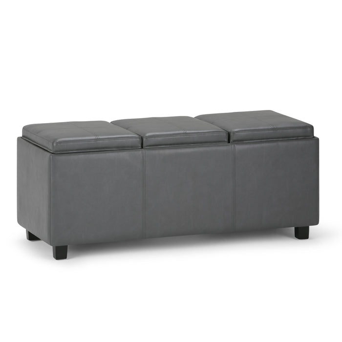42" Stone And Dark Brown Ottoman With Storage