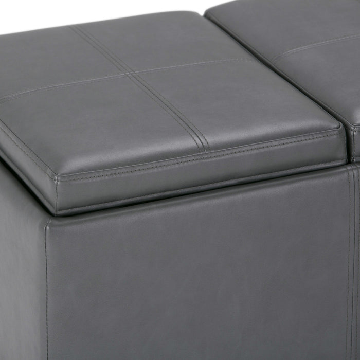 42" Stone And Dark Brown Ottoman With Storage
